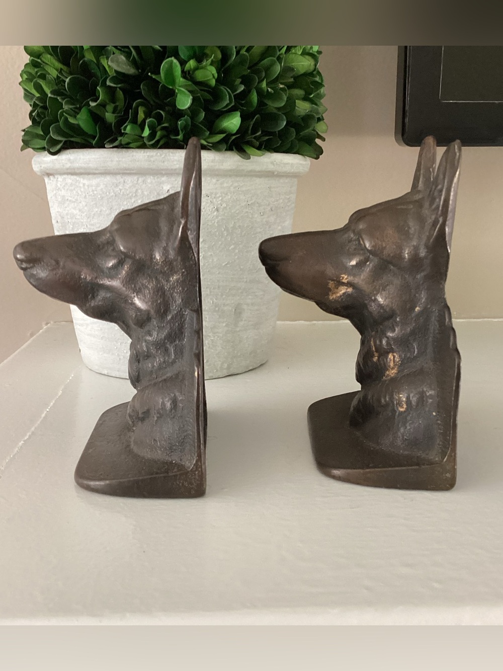 Pair of Vintage German Shepard Dog Cast Iron Bookends - Brown - Picture 5 of 9